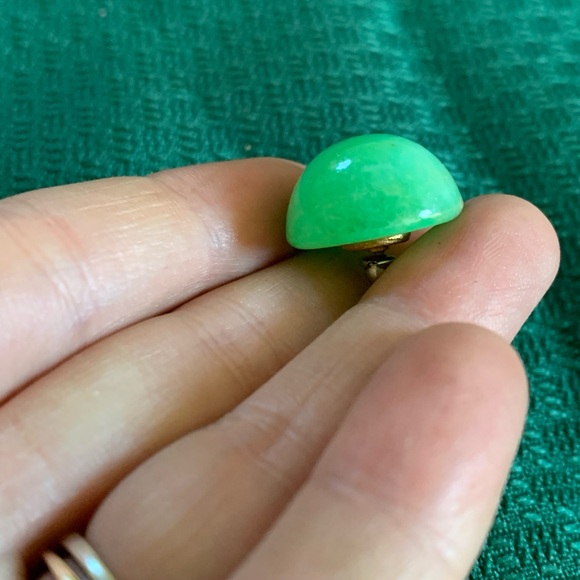 Vintage Red and Green Plastic Domed Earrings Button Style Acrylic Lucite - Picture 3 of 6